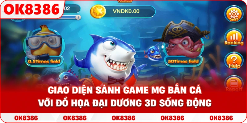 Giao diện sảnh game MG bắn cá với đồ họa đại dương 3D sống động Giao diện sảnh game MG bắn cá với đồ họa đại dương 3D sống động
